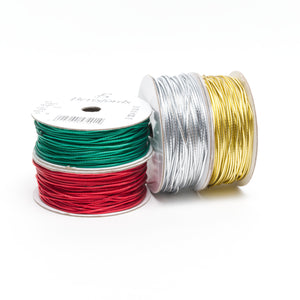 1.2mm Round Elastic Lurex Metallic Cord Berisfords Red Green Gold Silver