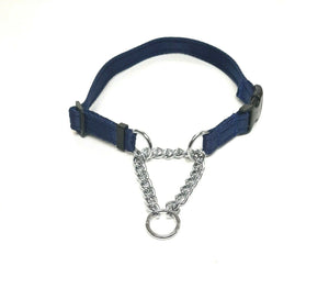 Half Check Chain Dog Collars Small Large 20mm Adjustable With Chrome Plated Chain In Various Colours