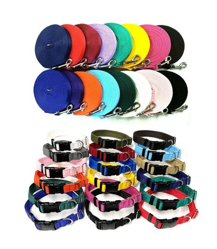 Dog Collar And Lead Set 20mm Cushion Webbing Small Collar In Various Lengths And Matching Colours