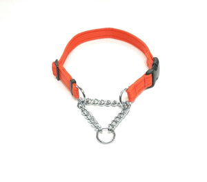 Half Check Chain Dog Collars Small Large 20mm Adjustable With Chrome Plated Chain In Various Colours