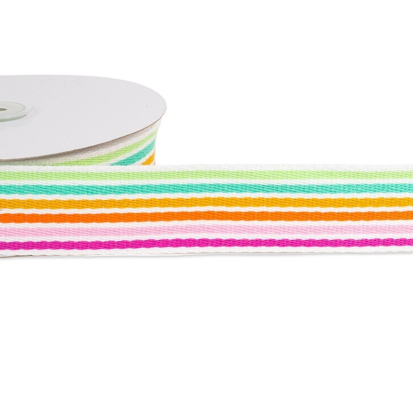 38mm Striped Webbing Multi Coloured 1 Metre - 10 Metres In Various Colours
