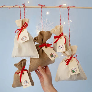 Hessian Jute Gift Bags Fabric Linen Christmas Pouch Wedding x1 x2 x4 UK Seller