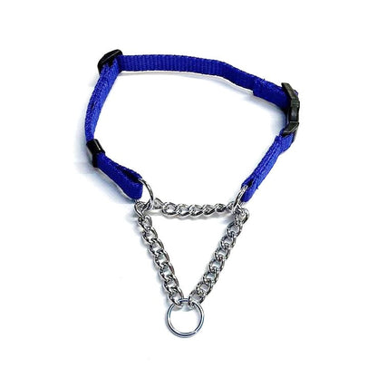Half Check Chain Dog Collar Adjustable 13mm Wide Webbing 2 Sizes 19 Colours