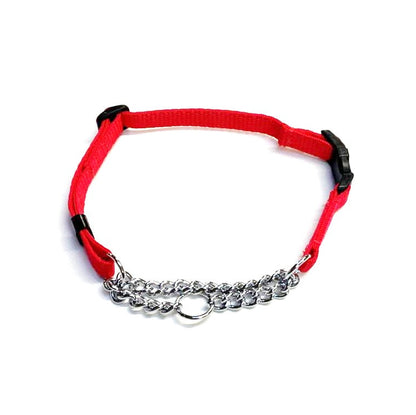 Half Check Chain Dog Collar Adjustable 13mm Wide Webbing 2 Sizes 19 Colours