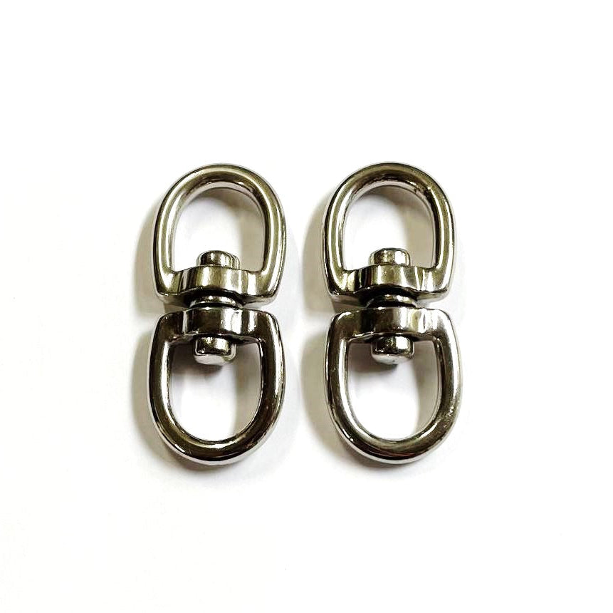 Double Eye Swivel Hooks Ring Clasp Nickel Plated Die Cast 4mm - 32mm Rope Chain
