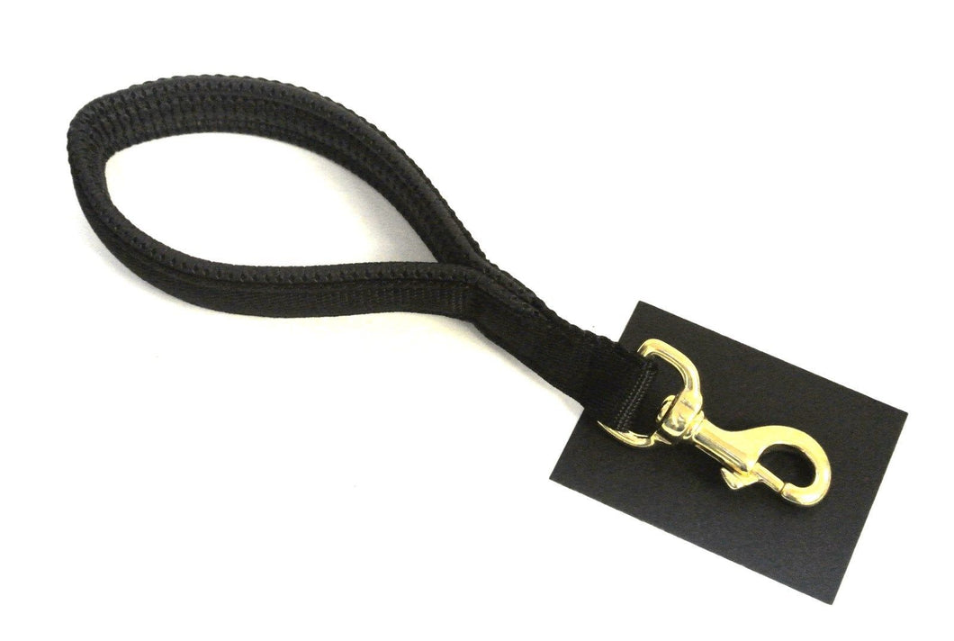 Black Short Close Control Dog Lead With Solid Brass Trigger Clip