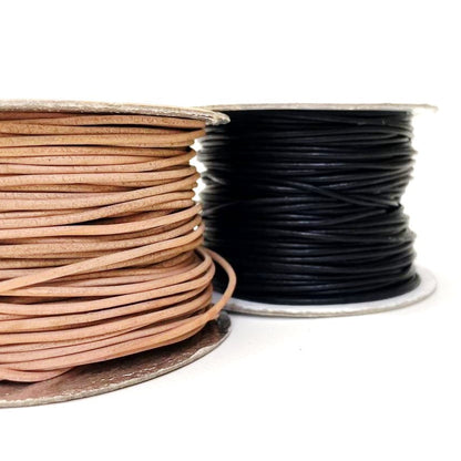 2mm Round Leather Lacing Belting Cord Thonging Jewellery 3 Colours 1m - 50m