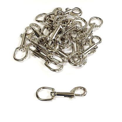 20mm Trigger Clip Hooks Round Ended Nickel Plated Metal Webbing Dog Leads x1 - x100