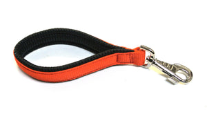 10" Short Close Control Dog Lead In Orange With Padded Handle 