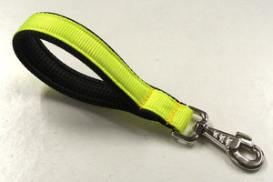 10" Florescent Yellow Short Close Control Padded Handle Lead 