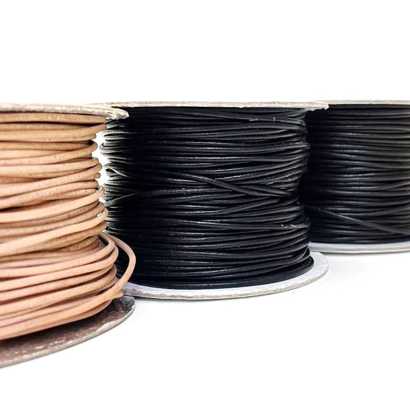 2mm Round Leather Lacing Belting Cord Thonging Jewellery 3 Colours 1m - 50m