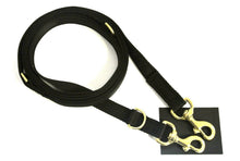 Load image into Gallery viewer, 11ft Police Style Dog Lead In Black With Solid Brass Trigger Clips 