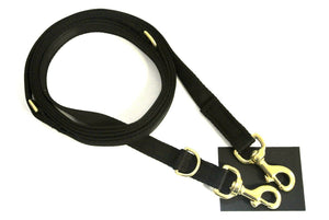 11ft Police Style Dog Lead In Black With Solid Brass Trigger Clips 