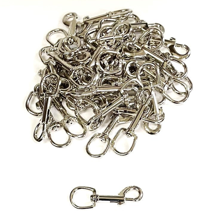 20mm Trigger Clip Hooks Round Ended Nickel Plated Metal Webbing Dog Leads x1 - x100
