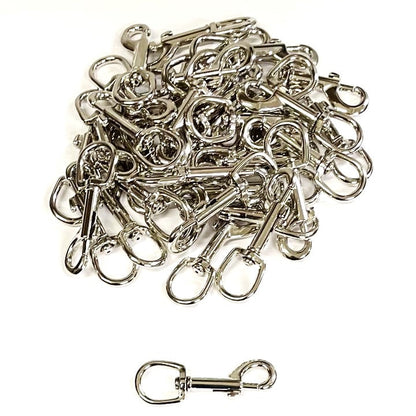 20mm Trigger Clip Hooks Round Ended Nickel Plated Metal Webbing Dog Leads x1 - x100