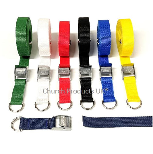 Metal Cam Buckle Strap With D-ring Sewn-in Each End Tie Down 25mm Webbing 1m - 3.5m