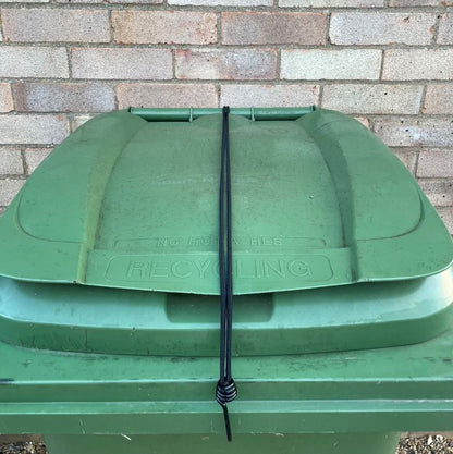 Wheelie Bin Straps Lid Securing Tie Down Strap No Drilling Bungee Cord Black