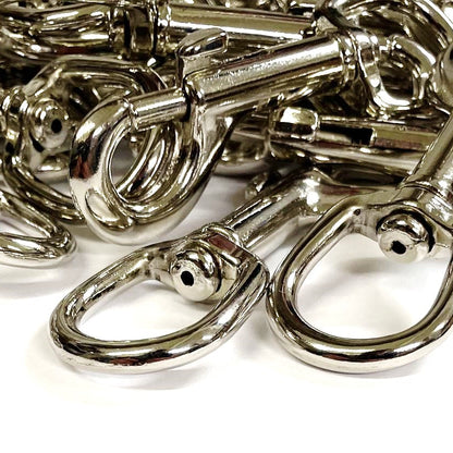 20mm Trigger Clip Hooks Round Ended Nickel Plated Metal Webbing Dog Leads x1 - x100