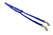 Load image into Gallery viewer, Adjustable 2 way dog lead coupler splitter in royal blue