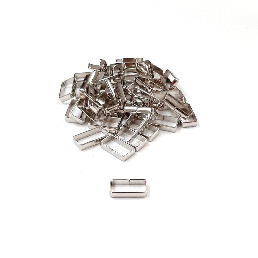 Flat Dog Collar Loop Nickel Plated 9mm - 25mm Metal Strap Keeper Webbing