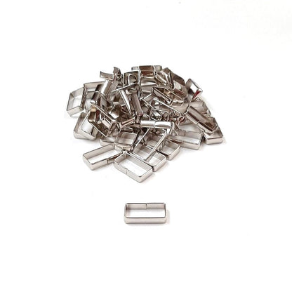 Flat Dog Collar Loop Nickel Plated 9mm - 25mm Metal Strap Keeper Webbing