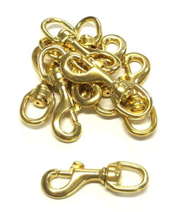 16mm Solid Brass Swivel Trigger Clip Hook Round Eye Heavy Duty For Dog Leads