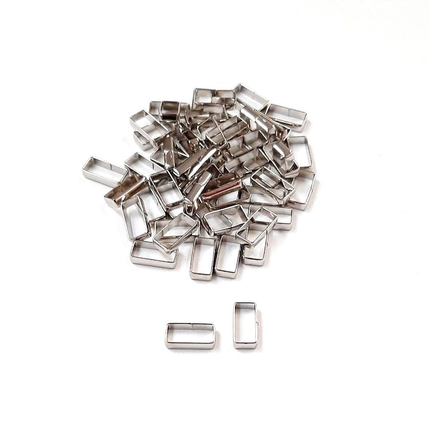 Flat Dog Collar Loop Nickel Plated 9mm - 25mm Metal Strap Keeper Webbing