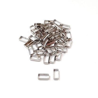 Flat Dog Collar Loop Nickel Plated 9mm - 25mm Metal Strap Keeper Webbing