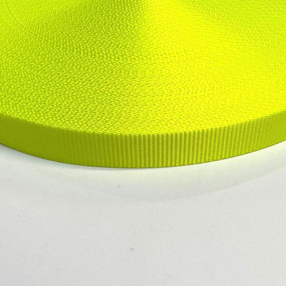25mm 20mm Polyester Webbing Fluorescent Yellow For Bags Straps And Leads