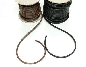 6mm Round Leather Belting Cord In Black And Brown For Dog Leads Necklaces Bracelets