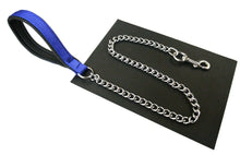 Load image into Gallery viewer, Royal Blue Padded Handle Dog Lead With Chrome Plated Chain