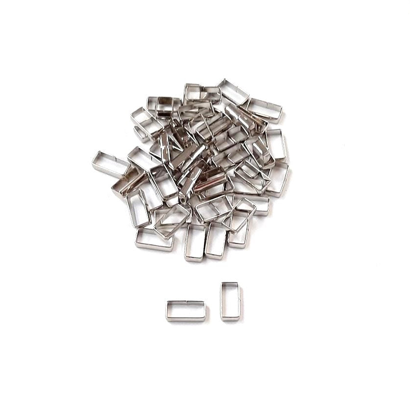 Flat Dog Collar Loop Nickel Plated 9mm - 25mm Metal Strap Keeper Webbing