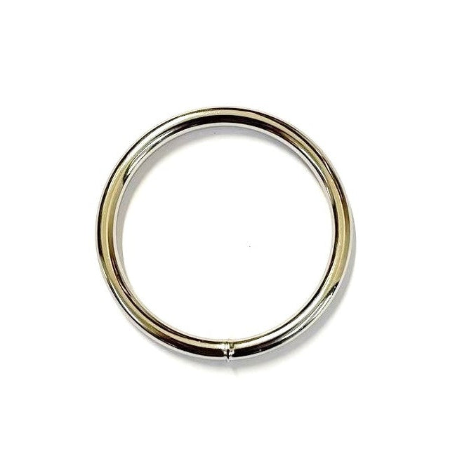 50mm Welded O-Rings Nickel Plated 5mm Thick For Webbing Bags Straps Handles Dog Leads x2 - x100
