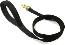 Load image into Gallery viewer, Black 76&quot; Short Dog Lead With Solid Brass Trigger Clip