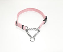 Load image into Gallery viewer, Half Check Chain Dog Collars Small Large 20mm Adjustable With Chrome Plated Chain In Various Colours