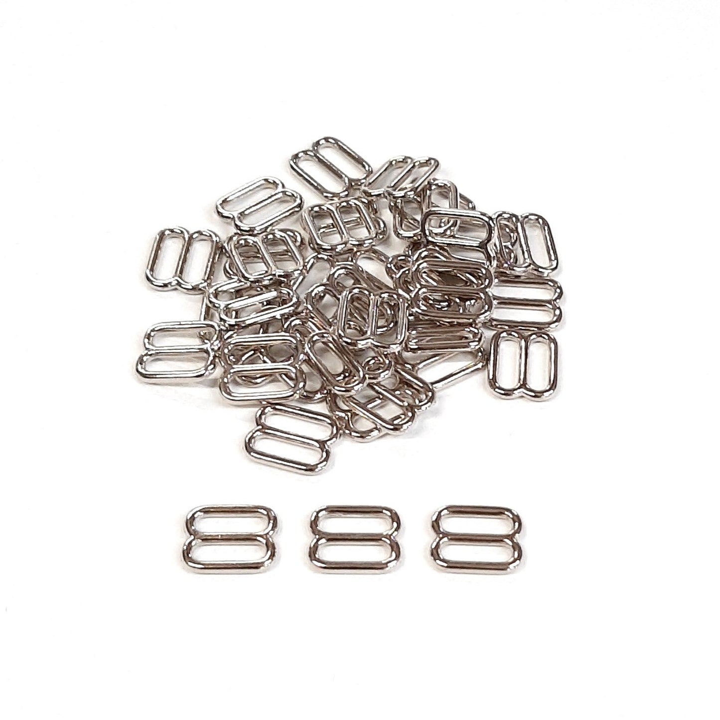 Metal 3 Bar Slides Nickel Plated 16mm - 50mm Tri Glide Adjusters Strong & Durable For Bags Straps Webbing Collars Leads