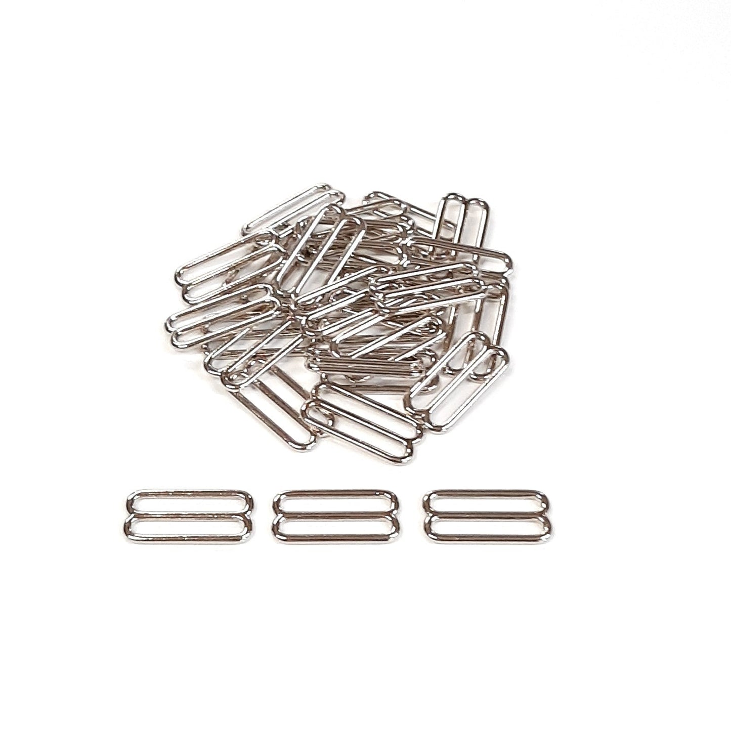 Metal 3 Bar Slides Nickel Plated 16mm - 50mm Tri Glide Adjusters Strong & Durable For Bags Straps Webbing Collars Leads