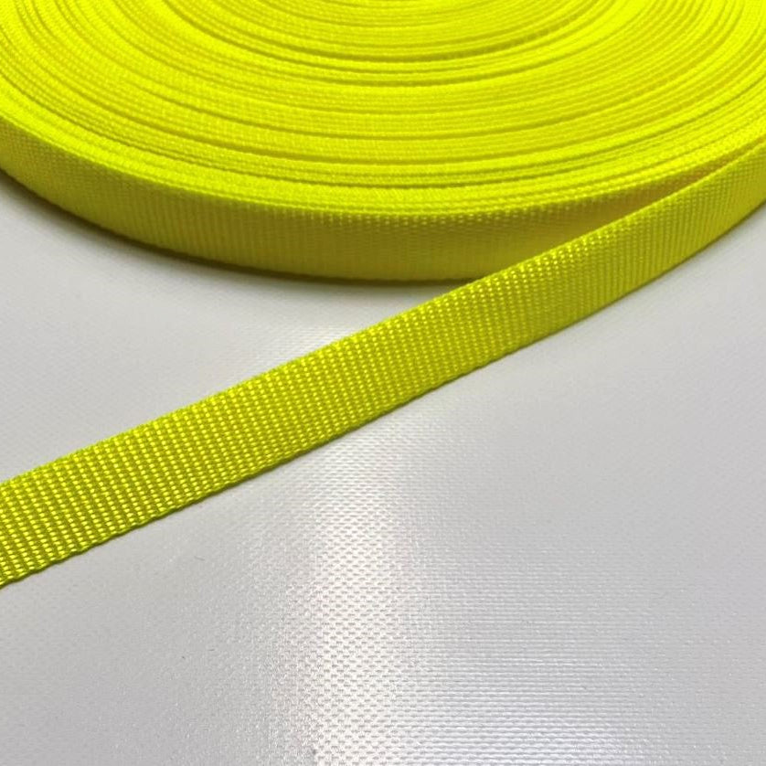 25mm 20mm Polyester Webbing Fluorescent Yellow For Bags Straps And Leads