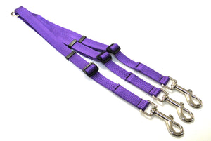 20mm Adjustable 3 Way Coupler Splitter Dog Leads Leash Strong Durable Webbing In 18 Various Colours