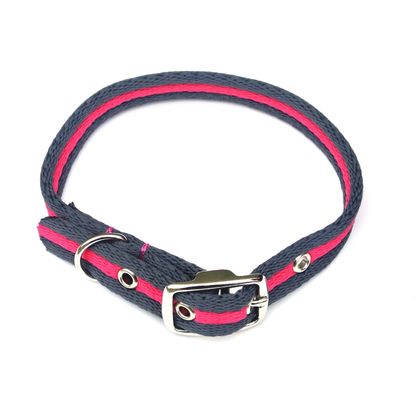 Adjustable Dog Puppy Collar In Grey And Pink 25mm Wide