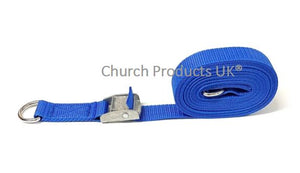 Metal Cam Buckle Strap With D-ring Sewn-in Each End Tie Down 25mm Webbing 1m - 3.5m