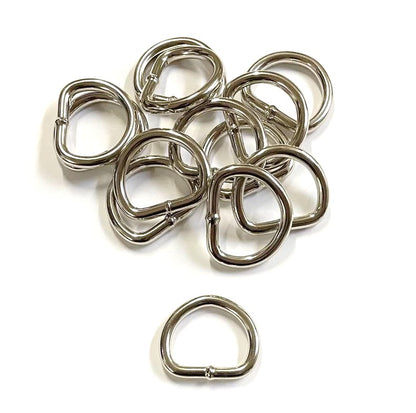 Nickel Plated Welded Gear D-Rings 25mm 32mm 38mm 50mm Wide 5/6mm Thick For Webbing Straps Handles Leather Bags
