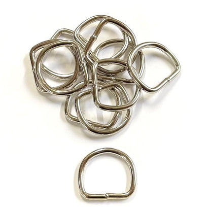Nickel Plated Welded Gear D-Rings 25mm 32mm 38mm 50mm Wide 5/6mm Thick For Webbing Straps Handles Leather Bags