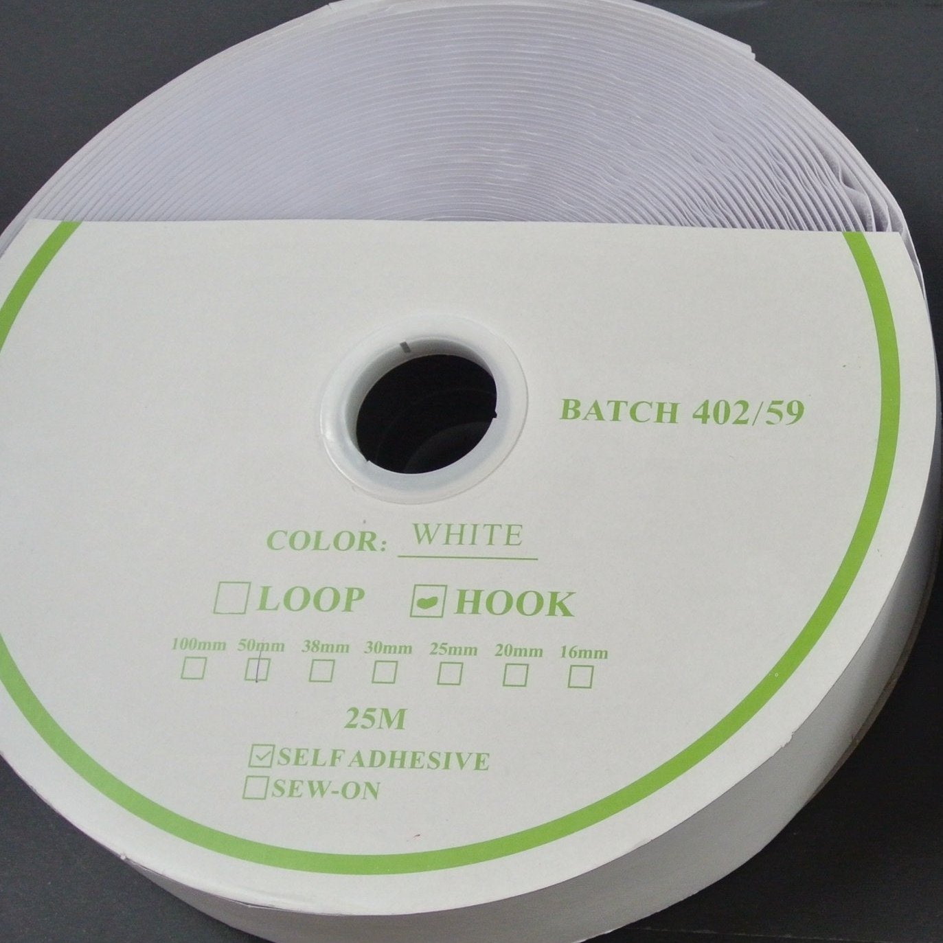 Self Adhesive Stick On Hook And Loop Tape White Black 25 Metre Rolls In 20mm 25mm 38mm 50mm
