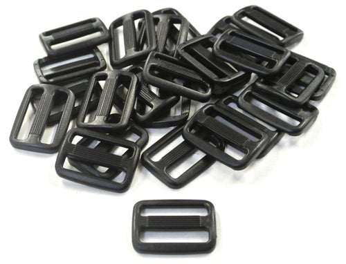 25mm Black Plastic 3 Bar Slides Triglides For Handles Straps Webbing Bags Crafts