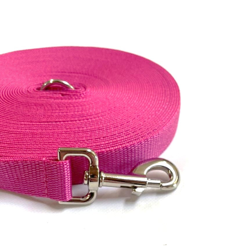 40ft - 100ft Long Dog Training Leads Obedience Recall Walking Leash Puppy In 20mm Webbing 19 Colours