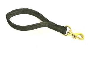 Black Short Close Control Dog Lead With Solid Brass Trigger Clip