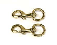 Load image into Gallery viewer, 32mm Solid Brass Swivel Trigger Clip Hook Round Eye Heavy Duty For Dog Leads