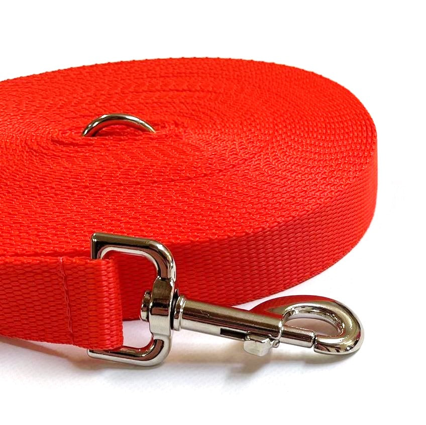 40ft - 100ft Long Dog Training Leads Obedience Recall Walking Leash Puppy In 20mm Webbing 19 Colours