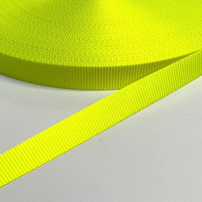 25mm 20mm Polyester Webbing Fluorescent Yellow For Bags Straps And Leads